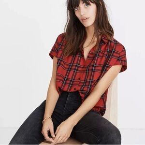 Madewell short sleeved plaid button up